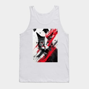 Cat Portrait: Baron Meow's Crimson Streak Tank Top